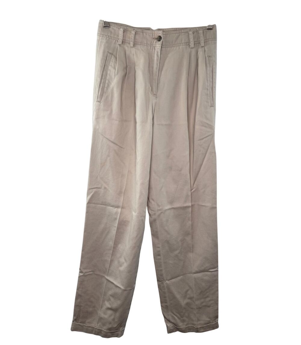 VTG Liz Claiborne Beige Kylie Pants Denim High-Rise Pleated Cuffed Zip Fly Sz 8